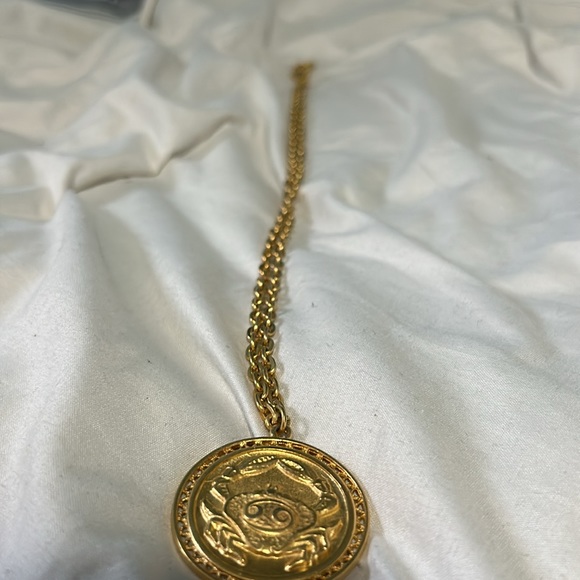 Gold Cancer Zodiac Necklace with Chain - Picture 2 of 4